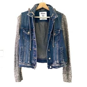 Silver Jeans Denim Jacket knit sleeves M